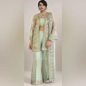 EUC GORGEOUS Intricately Embroidered Pastel Mint 4-Piece Ethnic Party Set